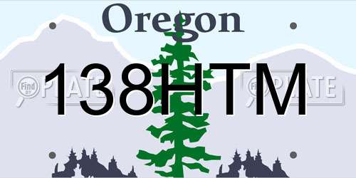 138HTM Oregon License Plate