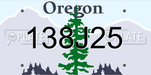 138J25 Oregon License Plate
