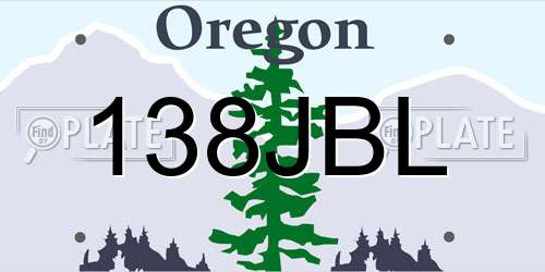 138JBL Oregon License Plate