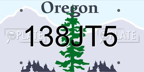 138JT5 Oregon License Plate