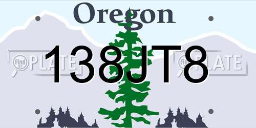 138JT8 Oregon License Plate