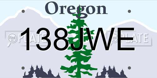 138JWE Oregon License Plate