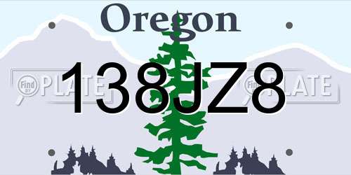 138JZ8 Oregon License Plate
