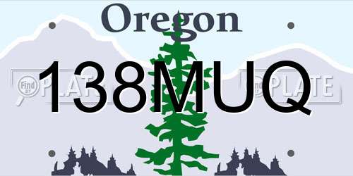 138MUQ Oregon License Plate