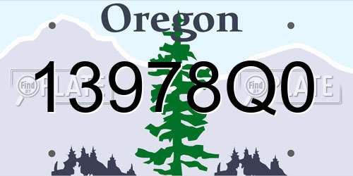 13978Q0 Oregon License Plate