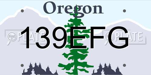 139EFG Oregon License Plate