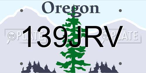 139JRV Oregon License Plate