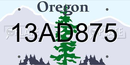 13AD875 Oregon License Plate