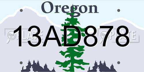 13AD878 Oregon License Plate