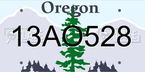 13AO528 Oregon License Plate