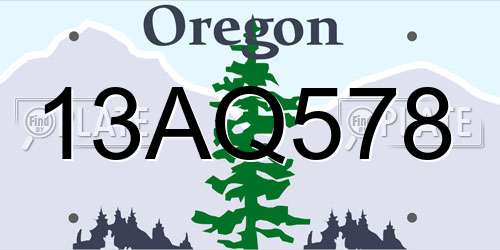 13AQ578 Oregon License Plate