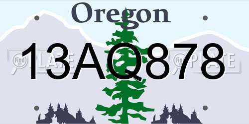 13AQ878 Oregon License Plate