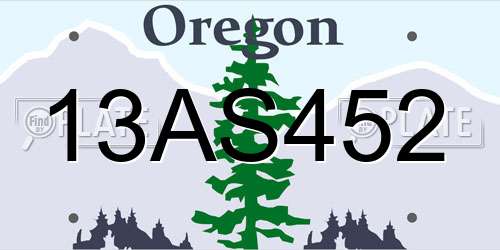 13AS452 Oregon License Plate