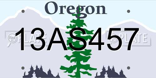 13AS457 Oregon License Plate