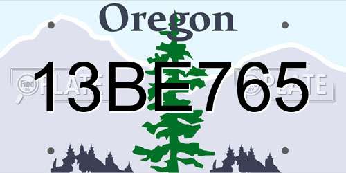 13BE765 Oregon License Plate