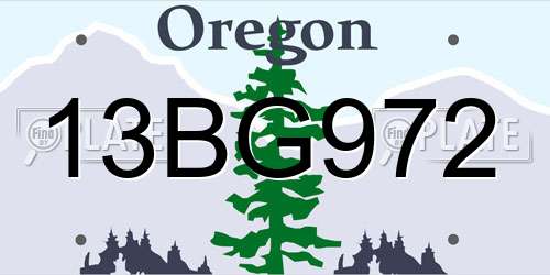 13BG972 Oregon License Plate