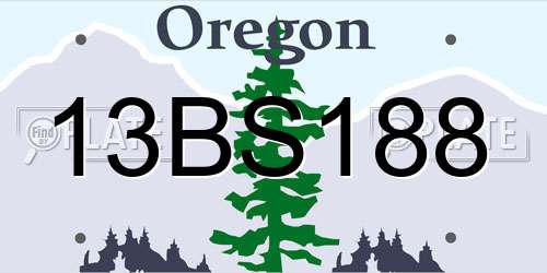 13BS188 Oregon License Plate