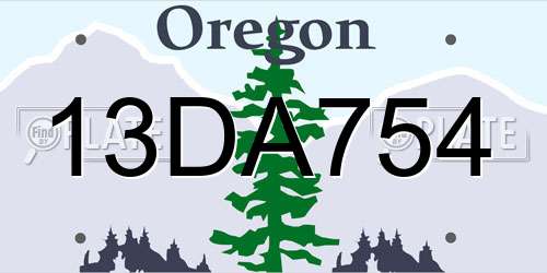 13DA754 Oregon License Plate
