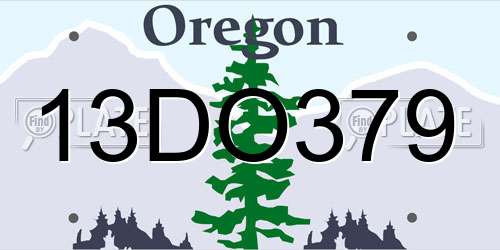 13DO379 Oregon License Plate