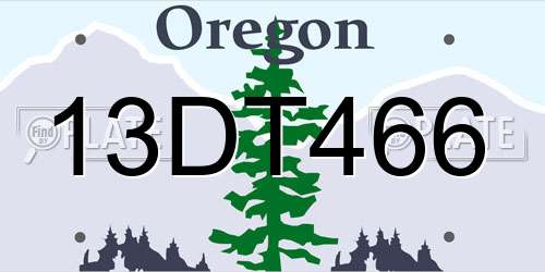 13DT466 Oregon License Plate
