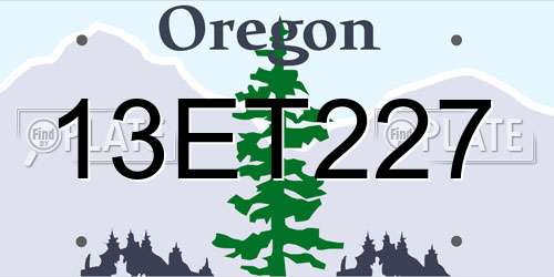 13ET227 Oregon License Plate