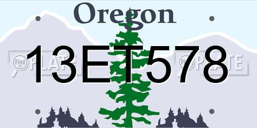 13ET578 Oregon License Plate