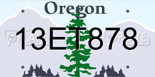 13ET878 Oregon License Plate