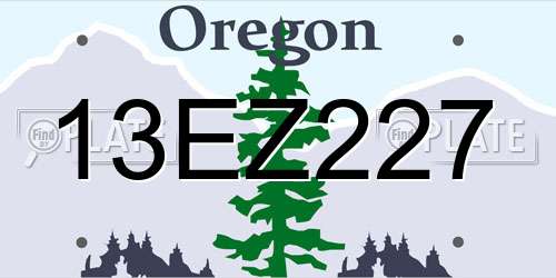 13EZ227 Oregon License Plate