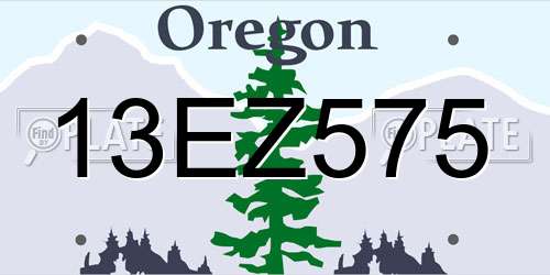13EZ575 Oregon License Plate