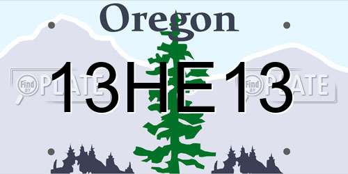 13HE13 Oregon License Plate