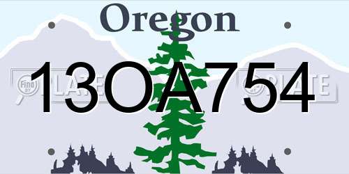13OA754 Oregon License Plate