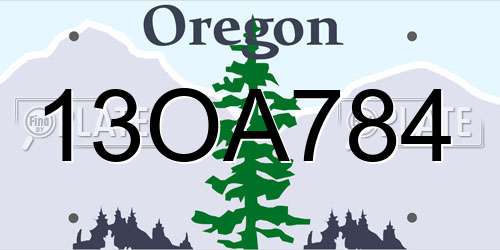 13OA784 Oregon License Plate