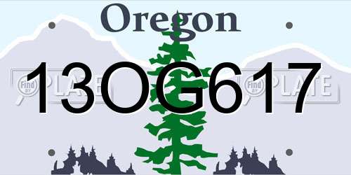 13OG617 Oregon License Plate
