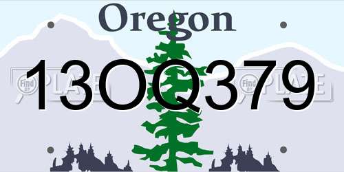 13OQ379 Oregon License Plate