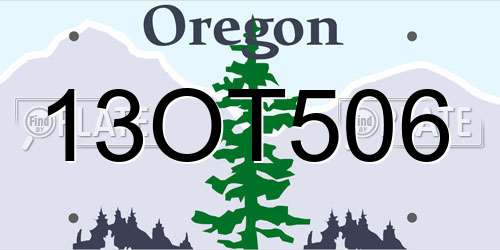 13OT506 Oregon License Plate