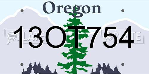 13OT754 Oregon License Plate