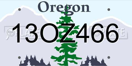13OZ466 Oregon License Plate