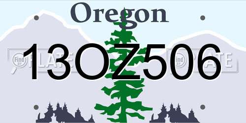 13OZ506 Oregon License Plate