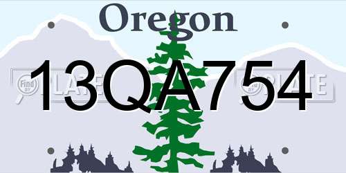 13QA754 Oregon License Plate