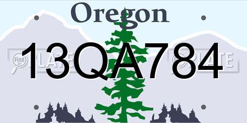 13QA784 Oregon License Plate
