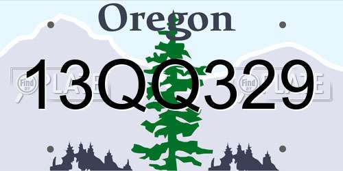 13QQ329 Oregon License Plate