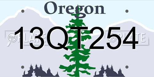 13QT254 Oregon License Plate