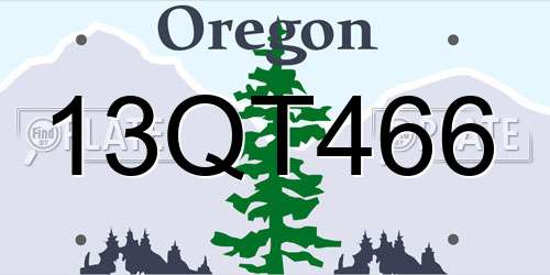 13QT466 Oregon License Plate