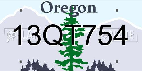 13QT754 Oregon License Plate