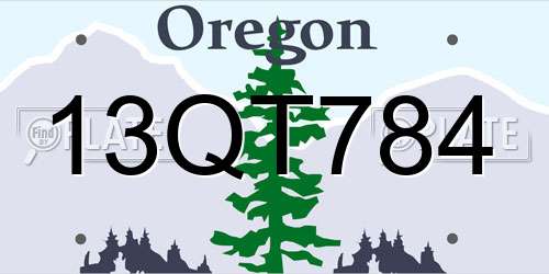 13QT784 Oregon License Plate