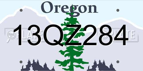 13QZ284 Oregon License Plate