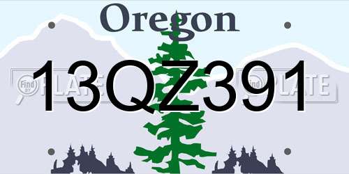 13QZ391 Oregon License Plate