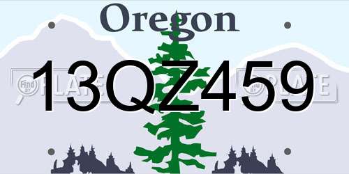 13QZ459 Oregon License Plate