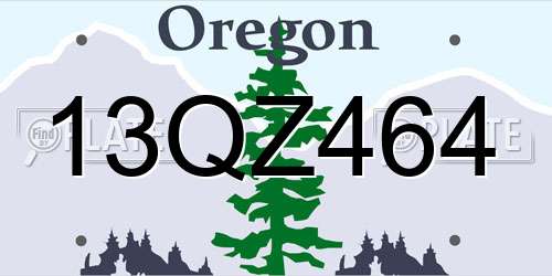 13QZ464 Oregon License Plate