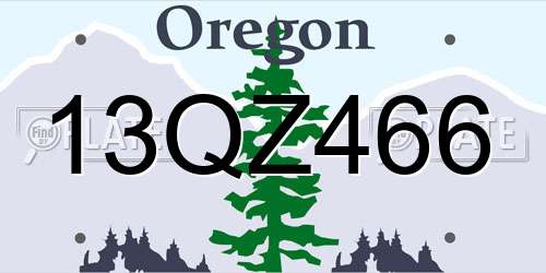 13QZ466 Oregon License Plate